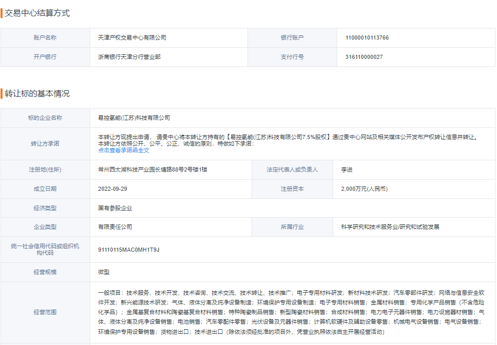 清華大學(xué)旗下氫能子公司連續(xù)虧損，擬以174萬(wàn)元出讓7.5%股權(quán)